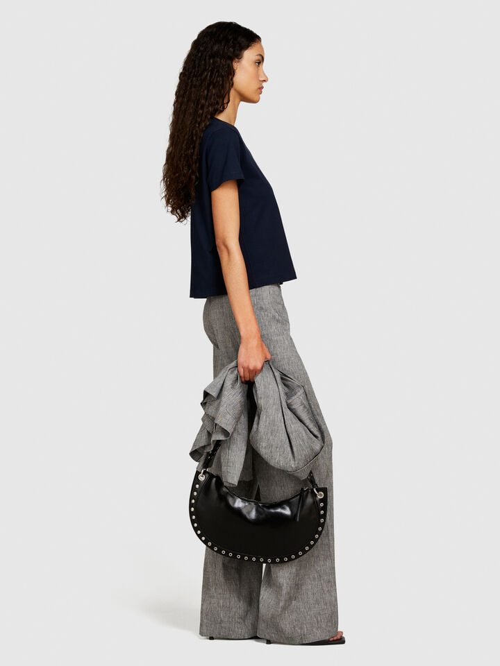 Boxy fit t-shirt in organic cotton - women's short sleeve t-shirts - Dark Blue | Sisley image number 2